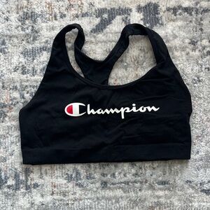 Champion Black Sports Bra with Logo